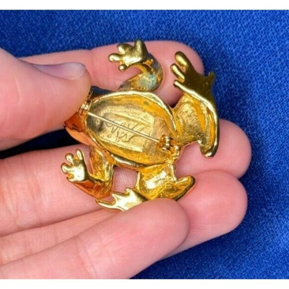 2 VTG Jewelry Frog Pieces - JJ Jonette & Ai Gold Tone & Enamel! Pin Earrings 122 - Picture 9 of 12